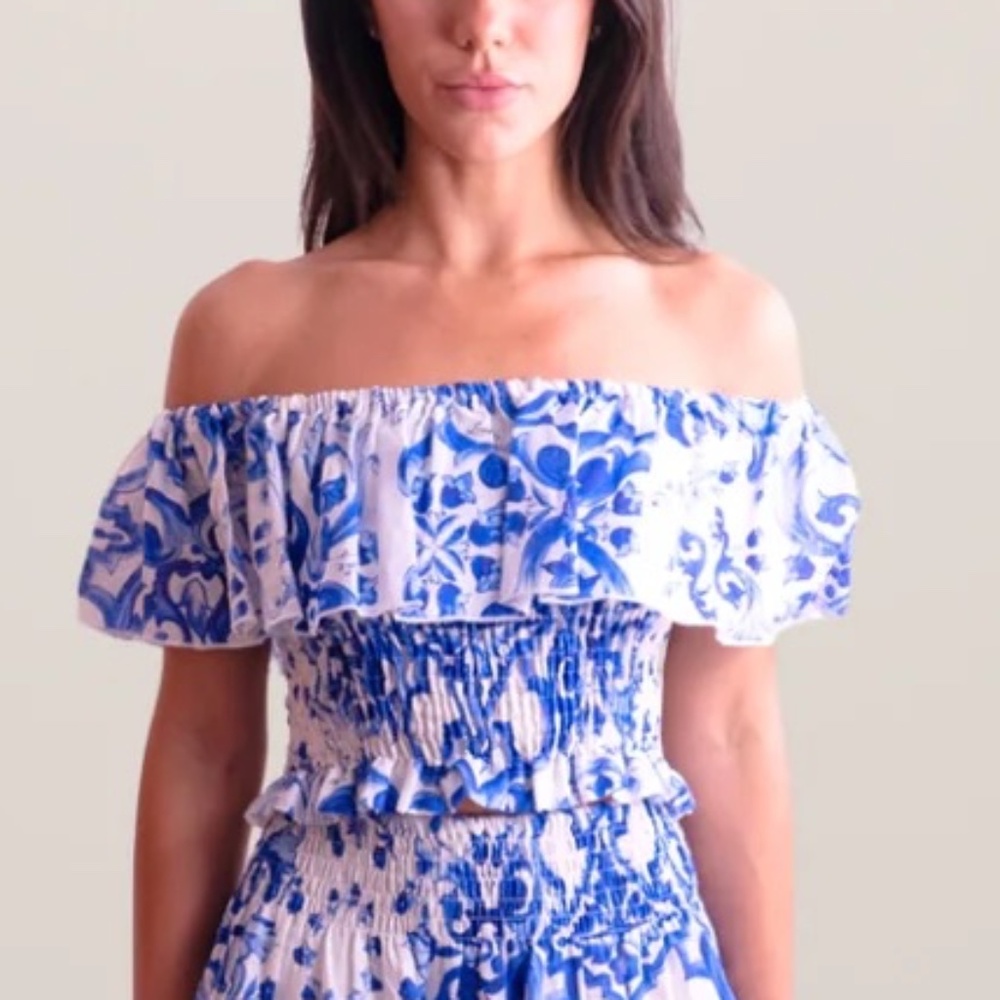 NWT Positano Top Volant in Ravello Pink- One size